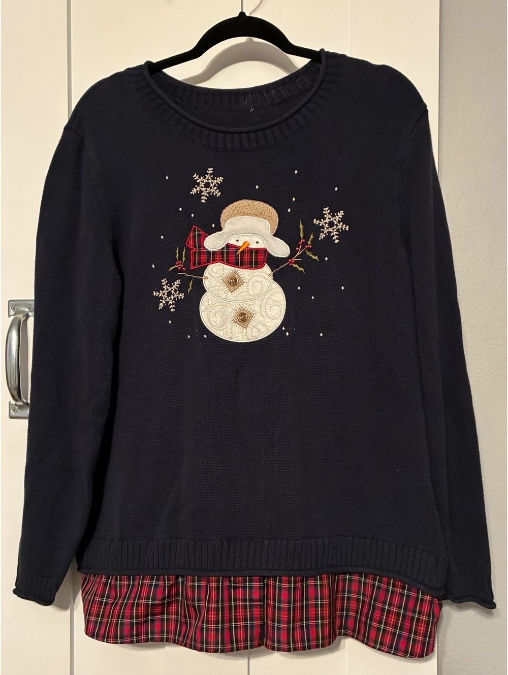 Christopher & Banks Christmas Snowman Sweater Sz Large